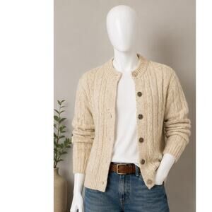Vintage Jersild Cable Knit Cardigan Cream Ivory 100% Wintuk Acrylic Size 40 usa